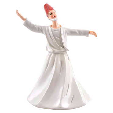 Myros - Polyester Fixed White Dervis Figurine 15 Cm