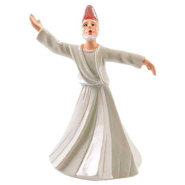 Polyester Fixed White Dervis Figurine 8 Cm - Thumbnail