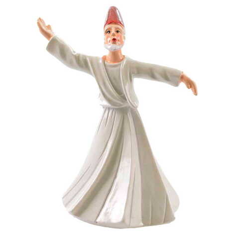 Polyester Fixed White Dervis Figurine 8 Cm