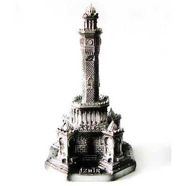 İzmir Clock Tower Themed Silver Polyester Figurine 60X60X110 Mm