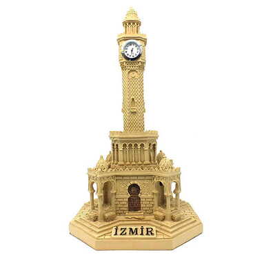 Myros - Polyester Krem İzmir Saat Kulesi Biblo155x155x300 mm