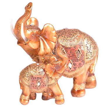 Myros - Polyester Mother & Baby Elephant Figurine