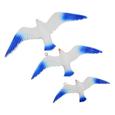 Polyester Natural Seagull Wall Decor 3 Pcs - Thumbnail