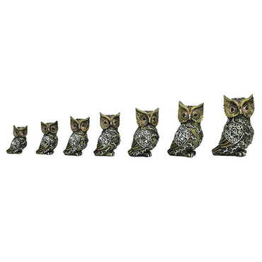 Polyester Owl Figurine Set of 7 pcs - 125 - Myros