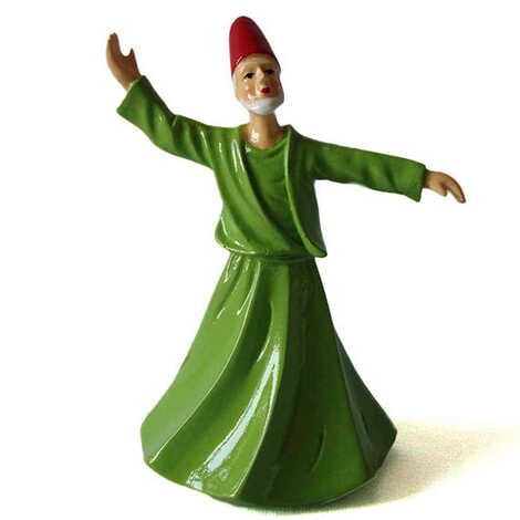 Polyester Plant Green Dervis Figurine 10 Cm