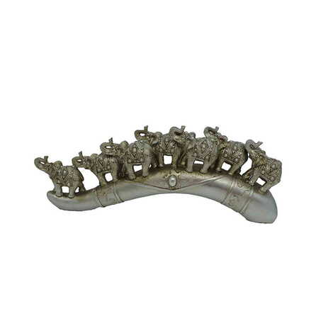 Polyester Seven Elephants on a Bench Figurine - 118