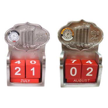 Side Themed Polyester Clock Calendar 85x43x135 mm - 3