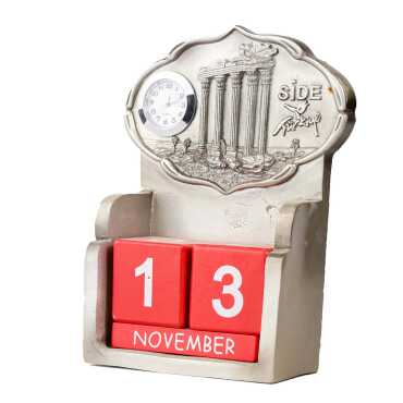 Side Themed Polyester Clock Calendar 85x43x135 mm - 2