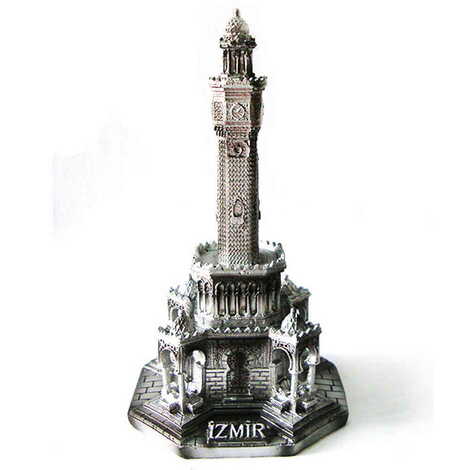 Polyester Silver İzmir Clock Tower Figurine 85X85X150 Mm - 1