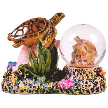 Myros - Polyester Turtle Snow Ball Figurine 10,5X8Cm