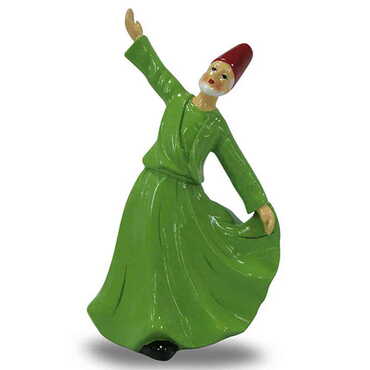 Polyester Whirling Green Dervishes Figurine 11 Cm - Myros