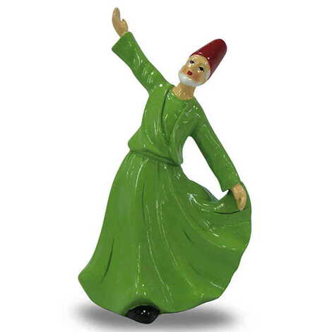 Polyester Whirling Green Dervishes Figurine 11 Cm