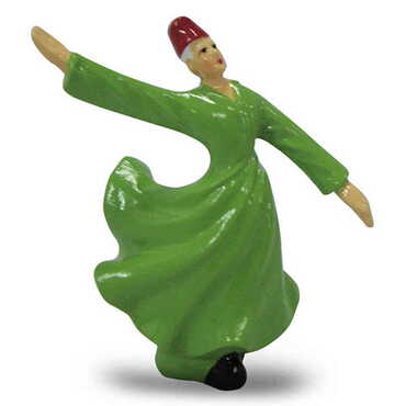 Polyester Whirling Green Dervishes Figurine 6 Cm - Myros