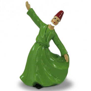 Polyester Whirling Green Dervishes Figurine 8 Cm - Myros