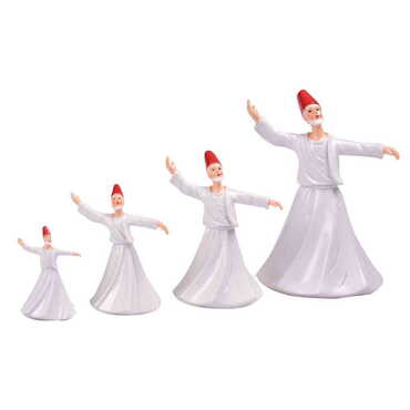 Myros - Polyester White Dervis Figurine Set of 4 ps 240X200X115 Mm