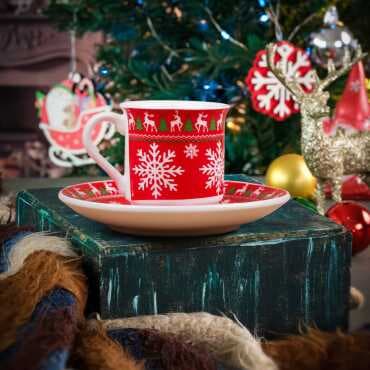 Wholesale Red Reindeer Snowflake Coffee Cup