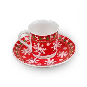 Wholesale Red Reindeer Snowflake Coffee Cup - Standart - 2