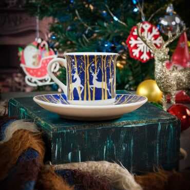 Wholesale Navy Blue Classic Deer Themed Coffee Cup