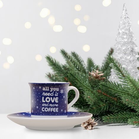 Toptan Porselen İkili Lacivert Penguenli Kahve Fincanı - 3