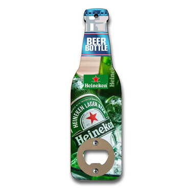 Myros - Promotional Beer Bottle Shaped Printed MDF Wooden Bottle Opener 200x59 mm