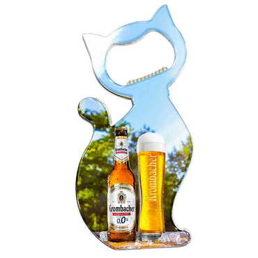 Promotional Cat Shaped Metal Magnetic Bottle Opener 97x48 mm - Thumbnail