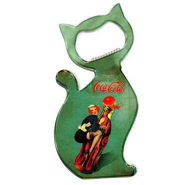 Promotional Cat Shaped Metal Magnetic Bottle Opener 97x48 mm - Thumbnail