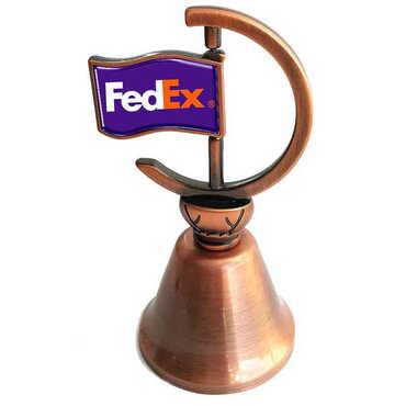 Promotional Collectible Souvenir Double Face Metal Spinner Flag Bell - Bronze Color - Thumbnail