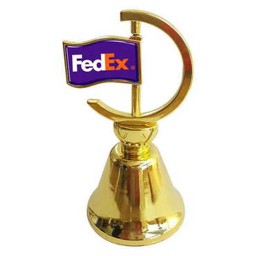 Myros - Promotional Collectible Souvenir Double Face Metal Spinner Flag Bell - Golden Color