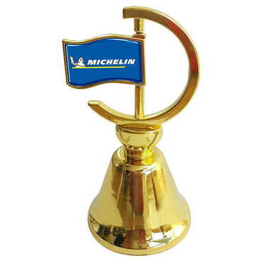 Promotional Collectible Souvenir Double Face Metal Spinner Flag Bell - Golden Color - Thumbnail