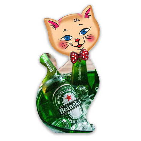 Promotional Customised UV Printed Plastic Base Cat Shaped Fridge Magnet 43x87 mm