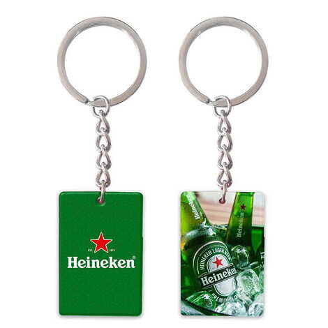 Promotional Customised UV Printed Plastic Base Rectangle Keyring 31x106 mm