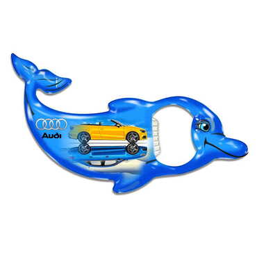 Promotional Dolphin Shaped Metal Magnetic Bottle Opener 102x67 mm - Thumbnail