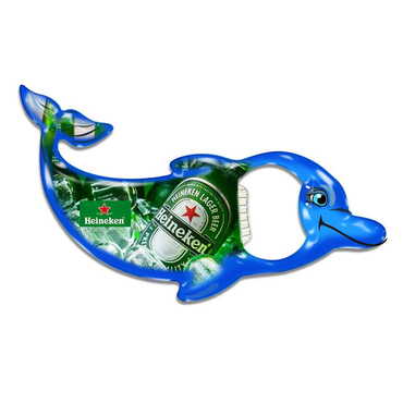 Promotional Dolphin Shaped Metal Magnetic Bottle Opener 102x67 mm - Thumbnail