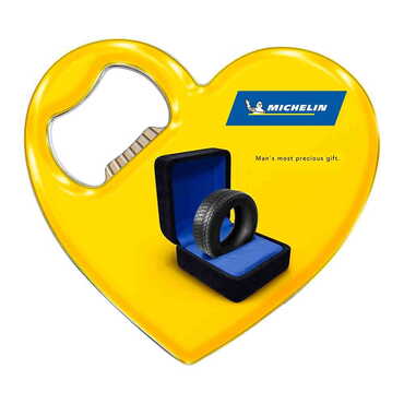 Promotional Heart Shaped Metal Magnetic Bottle Opener 85x76 mm - Thumbnail