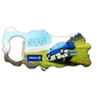 Promotional Map Shaped Metal Magnetic Bottle Opener 100x45 mm - Thumbnail