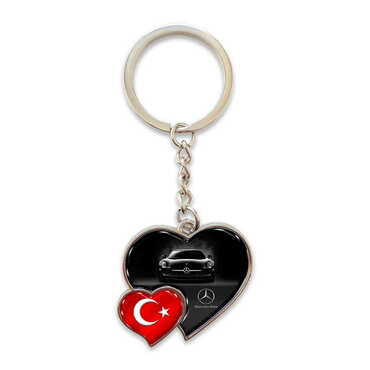 Promotional Metal Double Heart Shaped Keychain 40x94 mm - Thumbnail