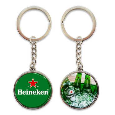 Promotional Metal Double Face Round Keychain 40x95 mm - Thumbnail