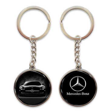 Promotional Metal Double Face Round Keychain 40x95 mm - Thumbnail