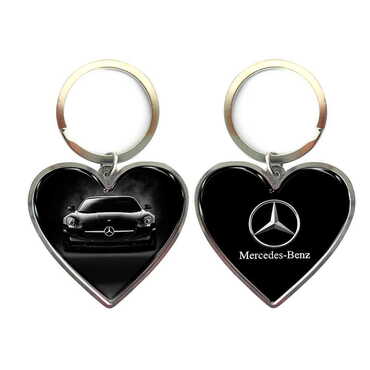 Promotional Metal Heart ShapedDouble Face Keychain 45x90 mm - Thumbnail