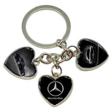 Promotional Metal Keychain With 3 Charms - Heart 40x85 mm - Thumbnail