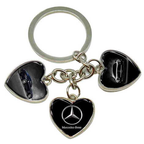 Promotional Metal Keychain With 3 Charms - Heart 40x85 mm