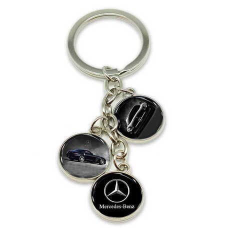 Promotional Metal Keychain With 3 Charms - Round 40x90 mm