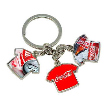 Promotional Metal Keychain With 3 Charms - T-Shirt 40x95 mm - Thumbnail