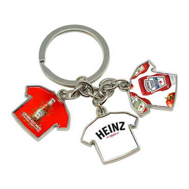 Promotional Metal Keychain With 3 Charms - T-Shirt 40x95 mm - Thumbnail