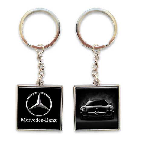 Promotional Metal Square Shaped Double Face Keychain 36x95 mm