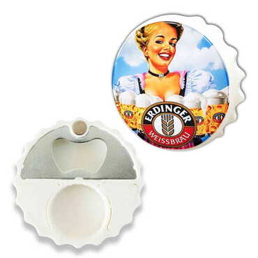 Promotional Round Cap Shaped Magnetic Bottle Opener 63x15 mm - Thumbnail