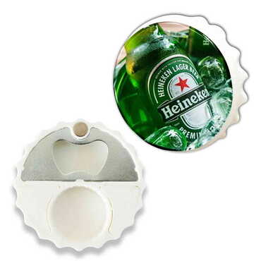 Promotional Round Cap Shaped Magnetic Bottle Opener 63x15 mm - Thumbnail