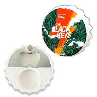 Promotional Round Cap Shaped Magnetic Bottle Opener 63x15 mm - Thumbnail