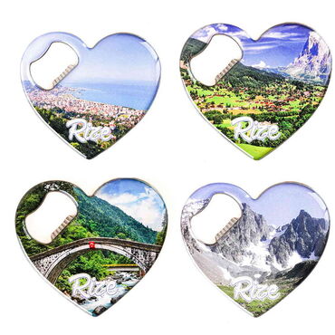 Rize Themed Heart Shaped Metal Magnetic Bottle Opener 85x76 mm - 3