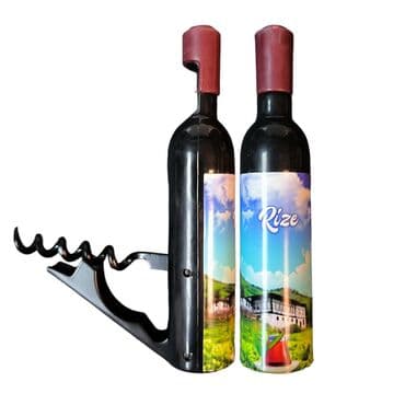 Rize Themed Bottle Shaped Metal Wine Bottle Corkscrew Opener-Magnetic 115x25x25 mm - 4